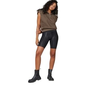 Forever 21 Black Coated Bike Shorts Sleek Fitted Design
